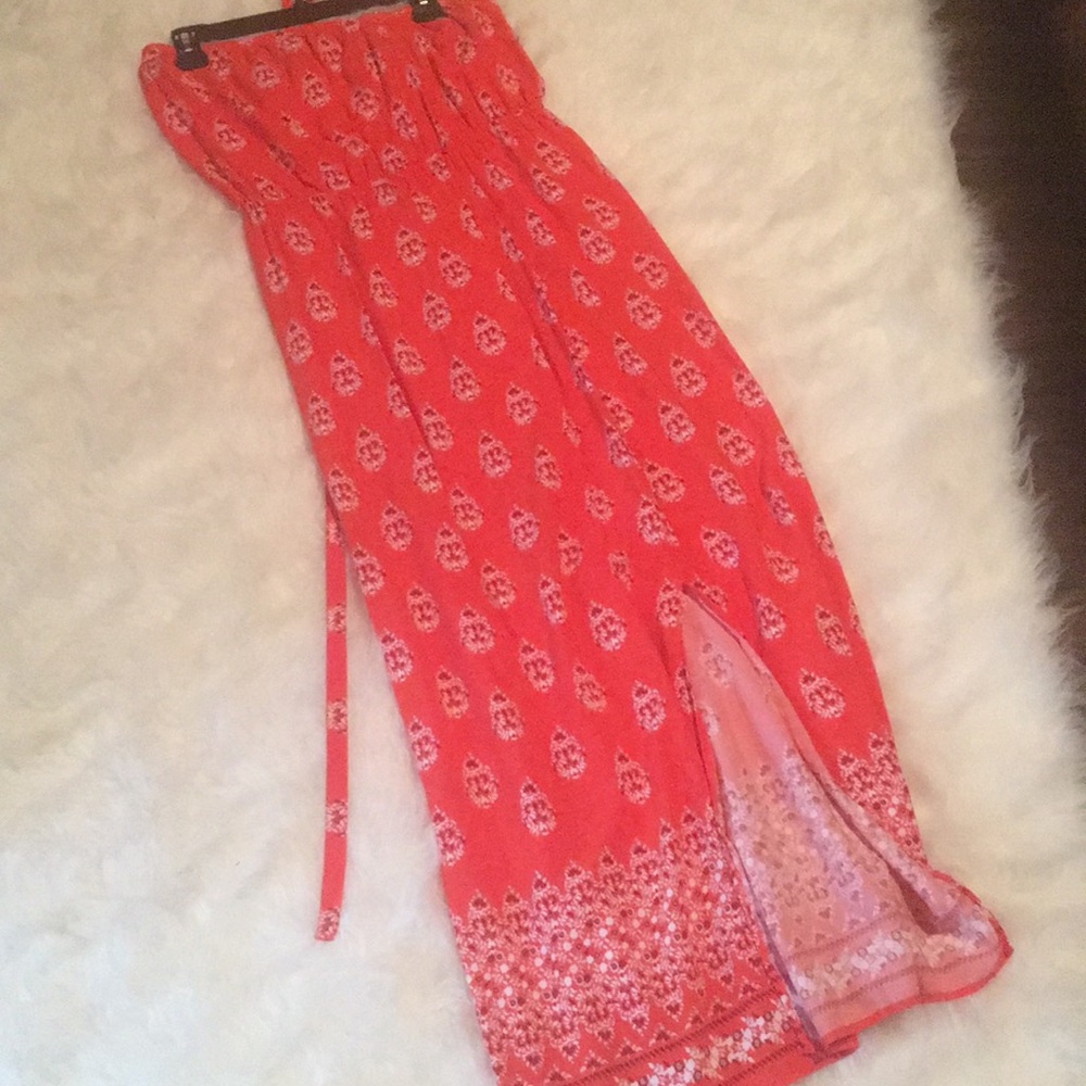 Coral- orange maxi dress